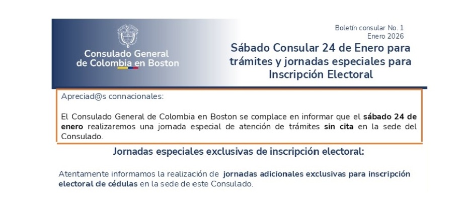 Próximo Sábado Consular: 24 de enero l Jornadas especiales para la inscripción electoral