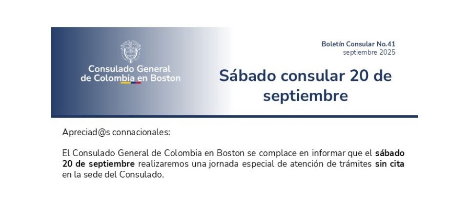 Sábado Consular: 20 de septiembre de 2025