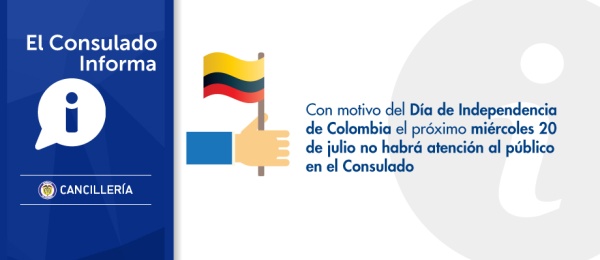 Consulado de Colombia en Boston informa que no tendrá atención al público el miércoles 20 de julio